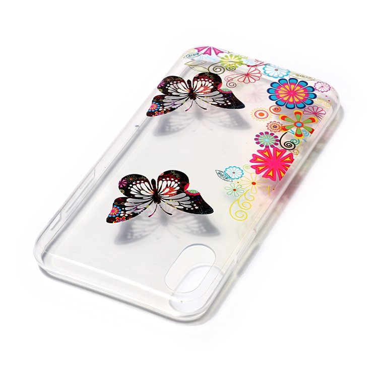 Transparent IMD TPU Gel Back Cover for iPhone XS / X/Ten 5.8 inch - Butterflies and Floral Patterns-4