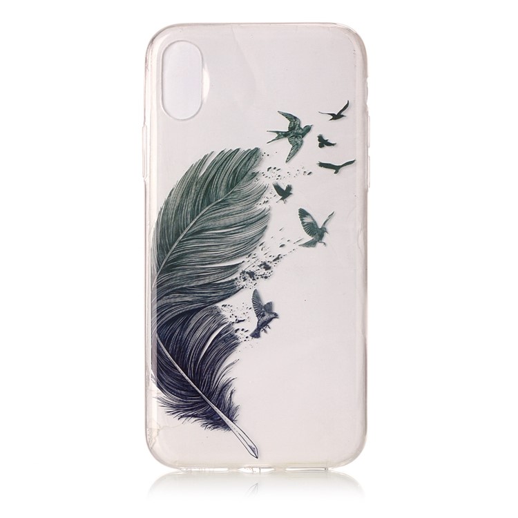 Clear IMD Gel TPU Phone Back Shell for iPhone XS / X/Ten 5.8 inch - Feather-2