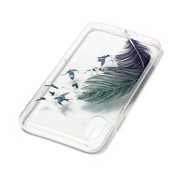 Clear IMD Gel TPU Phone Back Shell for iPhone XS / X/Ten 5.8 inch - Feather-4