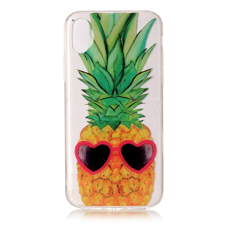 For iPhone XS / X/10 5.8 inch Clear IMD TPU Gel Slim Cover Case - Pineapple-2