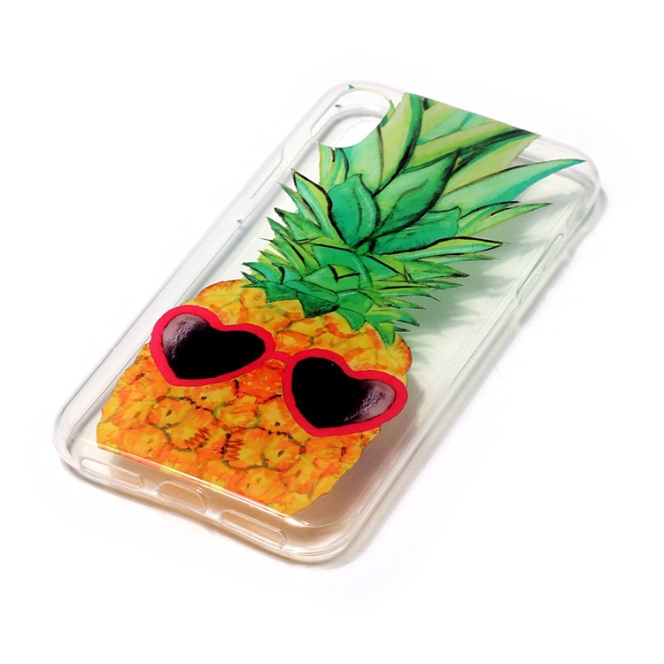 For iPhone XS / X/10 5.8 inch Clear IMD TPU Gel Slim Cover Case - Pineapple-3
