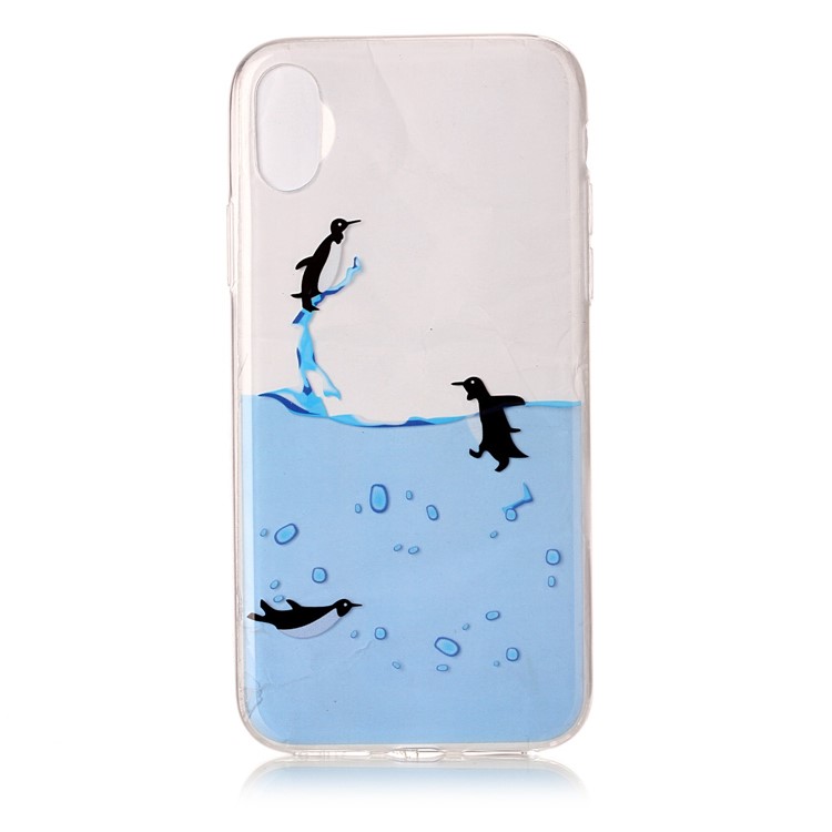 Cancellare Slim Slim di gel IMD TPU-in Custodia per iPhone X / 10 5.8 inch - Penguins-2