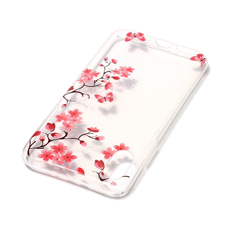 For iPhone XS / X/10 5.8 inch Clear IMD TPU Gel Shell Case - Red Butterflies and Flowers-4