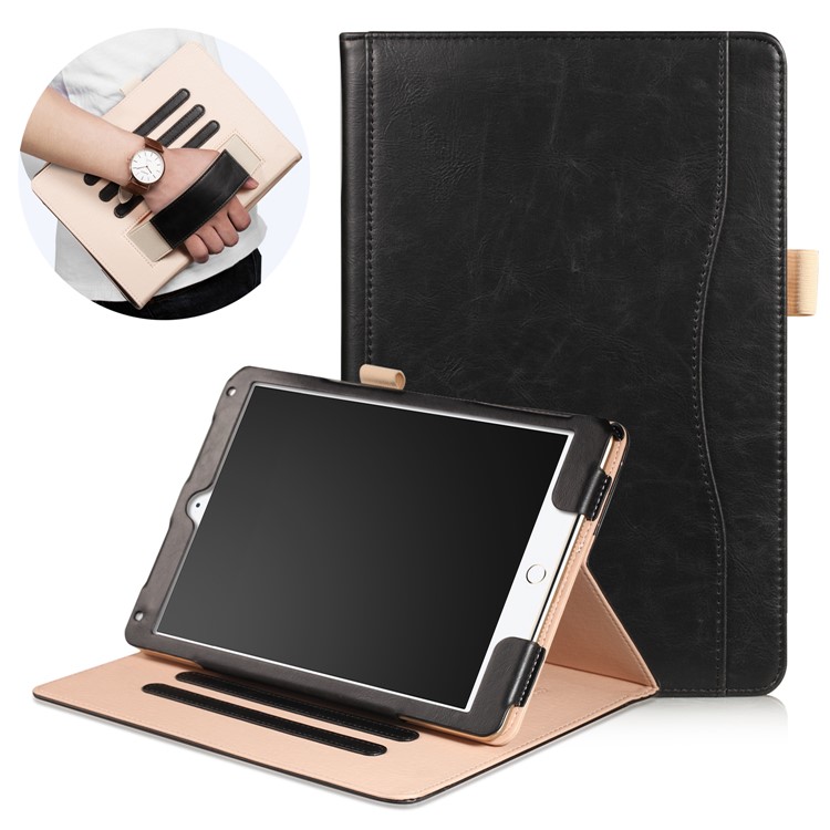 Smart PU Leather Stand Tablet Case with Elastic Band for iPad 9.7 (2017) / Air 2 / Air - Black-1