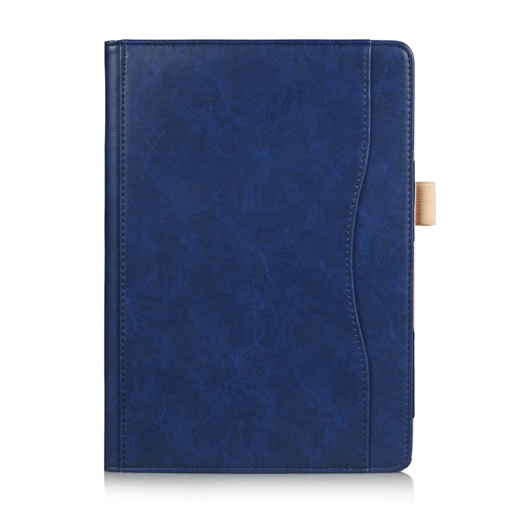 For iPad 9.7 (2017) / Air 2 / Air Auto Wake and Sleep PU Leather Stand Case Cover with Stylus Pen Slot - Dark Blue-2