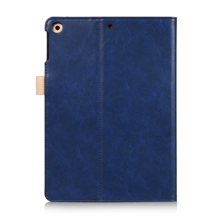 For iPad 9.7 (2017) / Air 2 / Air Auto Wake and Sleep PU Leather Stand Case Cover with Stylus Pen Slot - Dark Blue-3