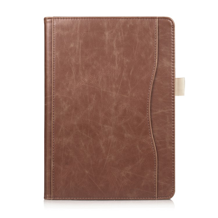 For iPad 9.7 (2017) / Air 2 / Air Auto Wake and Sleep PU Leather Stand Case Accessory - Brown-2
