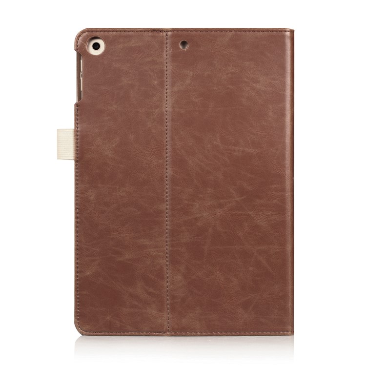 For iPad 9.7 (2017) / Air 2 / Air Auto Wake and Sleep PU Leather Stand Case Accessory - Brown-3