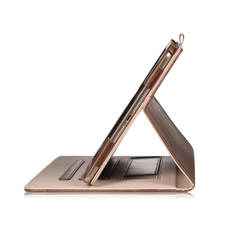 For iPad 9.7 (2017) / Air 2 / Air Auto Wake and Sleep PU Leather Stand Case Accessory - Brown-5