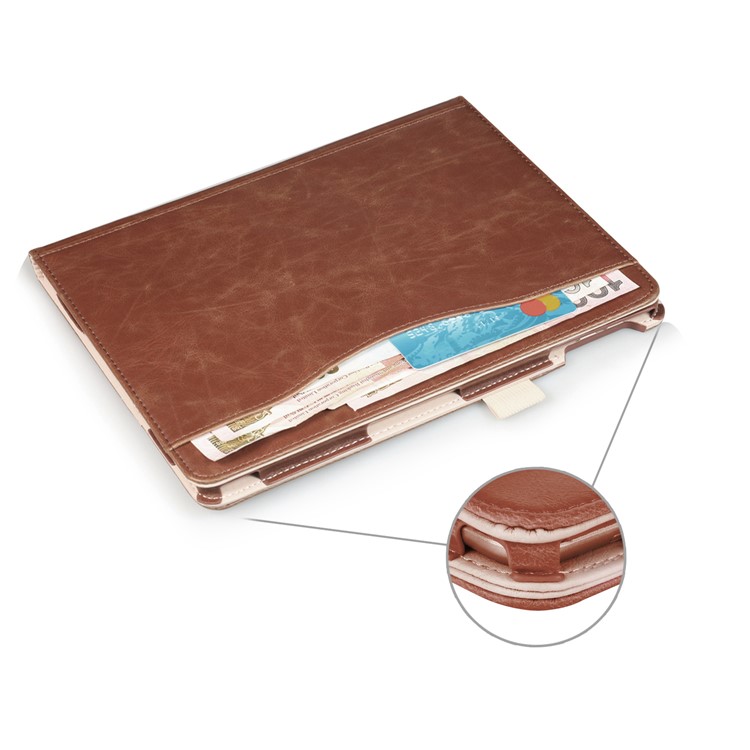 For iPad 9.7 (2017) / Air 2 / Air Auto Wake and Sleep PU Leather Stand Case Accessory - Brown-6