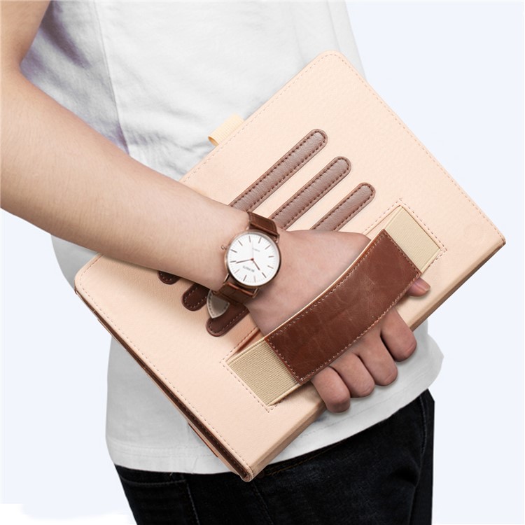 For iPad 9.7 (2017) / Air 2 / Air Auto Wake and Sleep PU Leather Stand Case Accessory - Brown-7