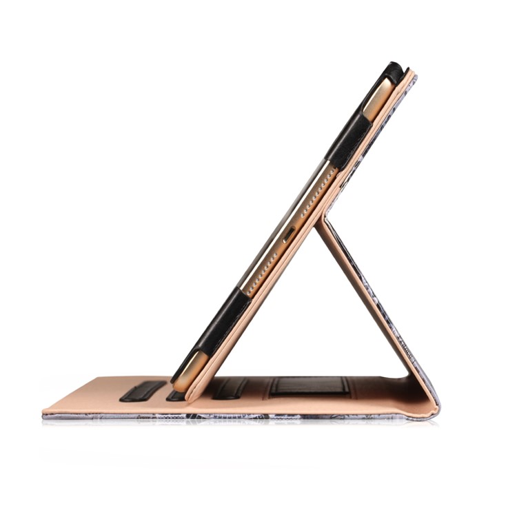 Pattern Printing Wallet Leather Stand Cover for ipad 9.7 2017 /air /air 2 - Eiffel Tower and Map-5