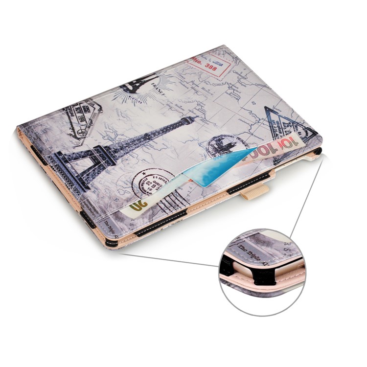 Pattern Printing Wallet Leather Stand Cover for ipad 9.7 2017 /air /air 2 - Eiffel Tower and Map-6