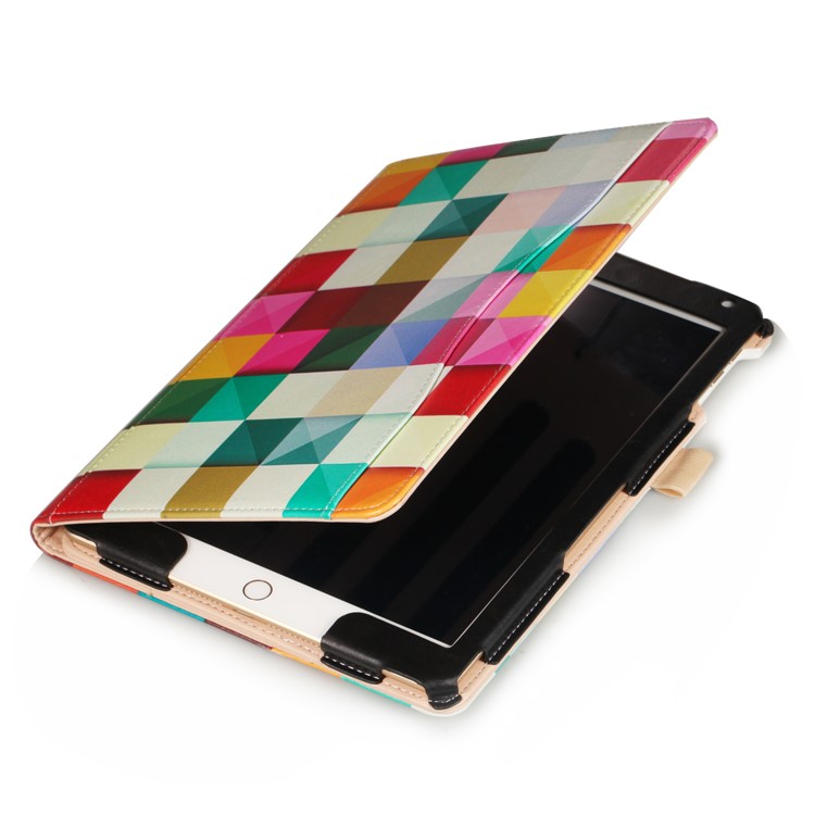 Muster-Druck-Mappen-Leder-Standplatz Shell für ipad 9.7 2017 /der / die 2 - farbenfreudig Dreieck Gitter-10