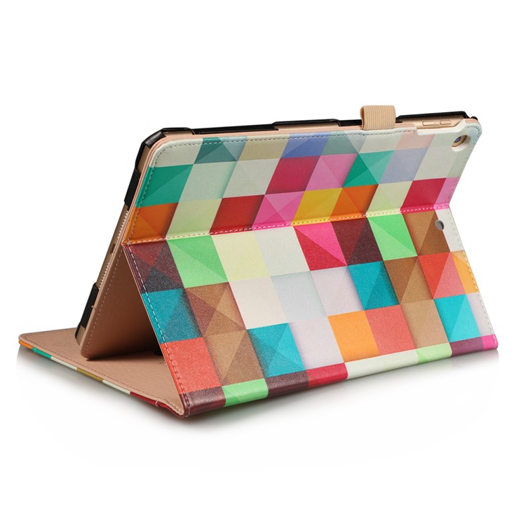 Muster-Druck-Mappen-Leder-Standplatz Shell für ipad 9.7 2017 /der / die 2 - farbenfreudig Dreieck Gitter-9