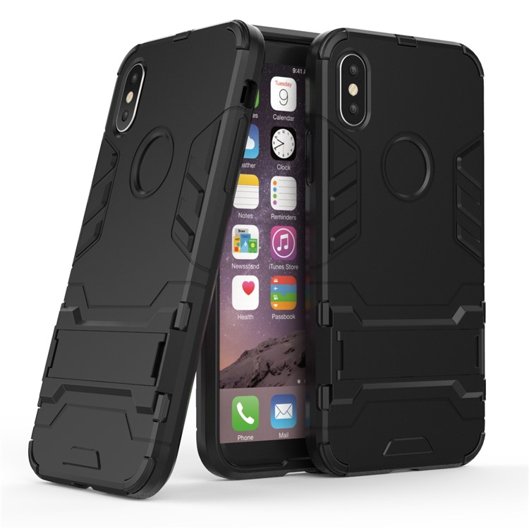 Cool Guard Plastic TPU Back Case with Kickstand for iPhone 8 - Black-1