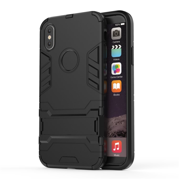Cool Guard Plastic TPU Back Case with Kickstand for iPhone 8 - Black-2
