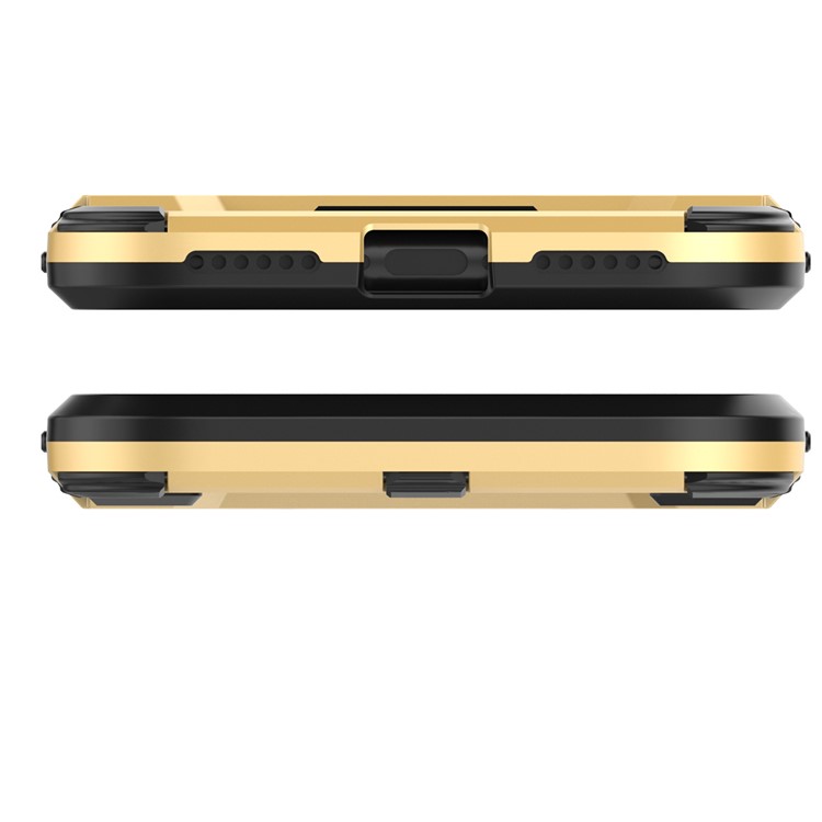 Per iPhone X /10 5.8 inch Custodia in plastica con custodia in plastica rigida TPU con staffa - Oro-9