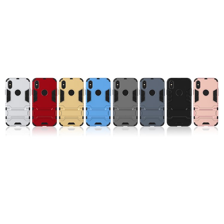 Cool Guard Plástico TPU Caso Traseiro Híbrido Com Kickstand Para Iphone X / 10 5.8 Polegadas - Rose Golod-5