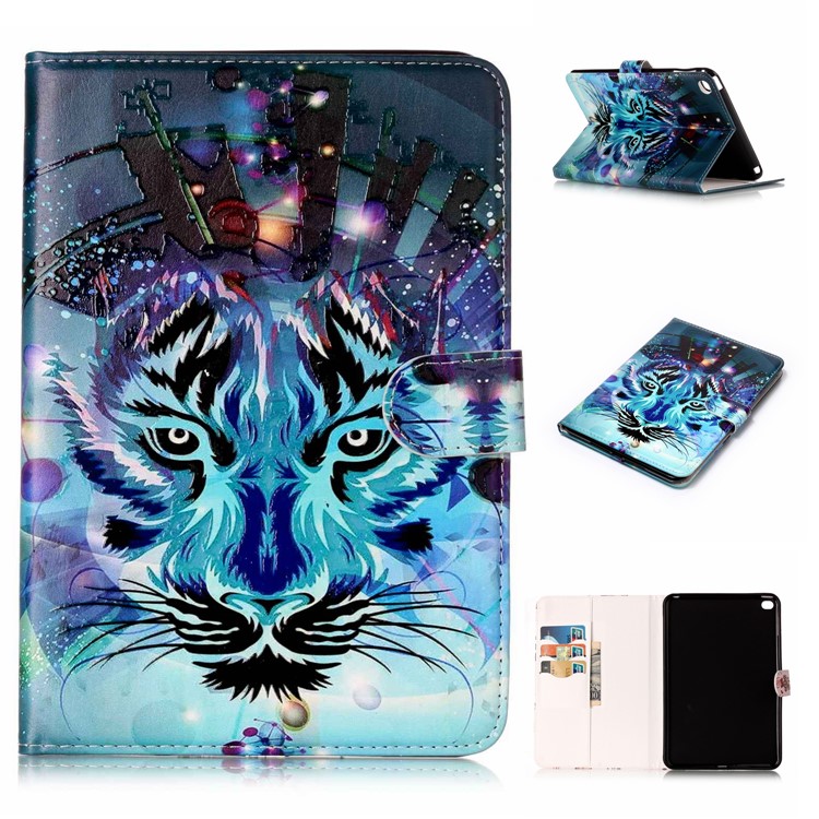 Pattern Printing Embossed Leather Protective Tablet Case for iPad mini 4 - Tiger-1