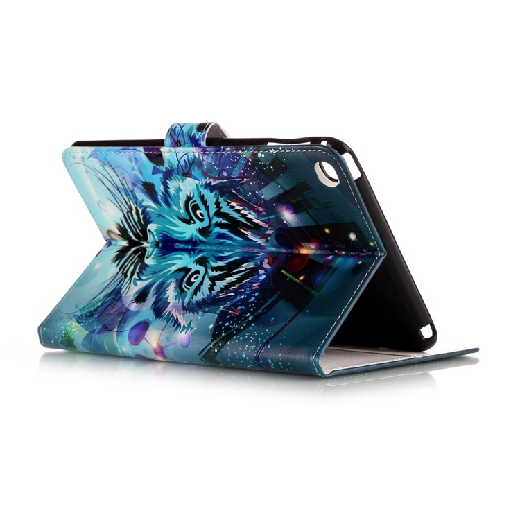 Pattern Printing Embossed Leather Protective Tablet Case for iPad mini 4 - Tiger-4