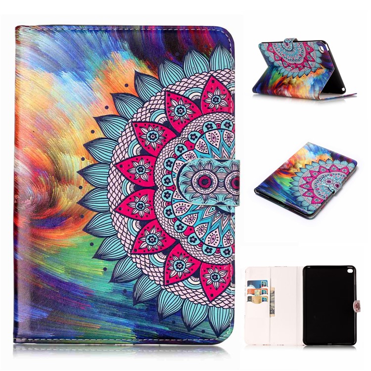 Pattern Printing Embossed Leather Protective Tablet Cover for iPad mini 4 - Flower-1