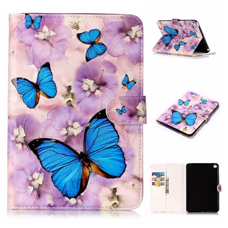 Pattern Printing Embossed Leather Protective Shell for iPad mini 4 - Butterfly-1