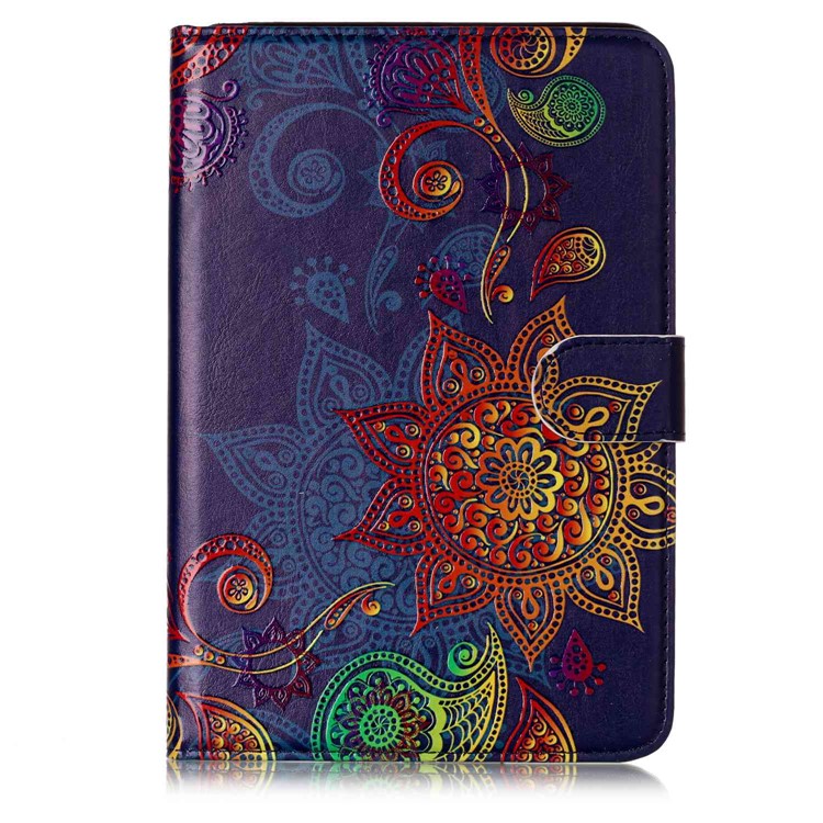 Folio Pattern Printing Embossed Leather Protective Tablet Case for iPad mini 4 - Mandala-2