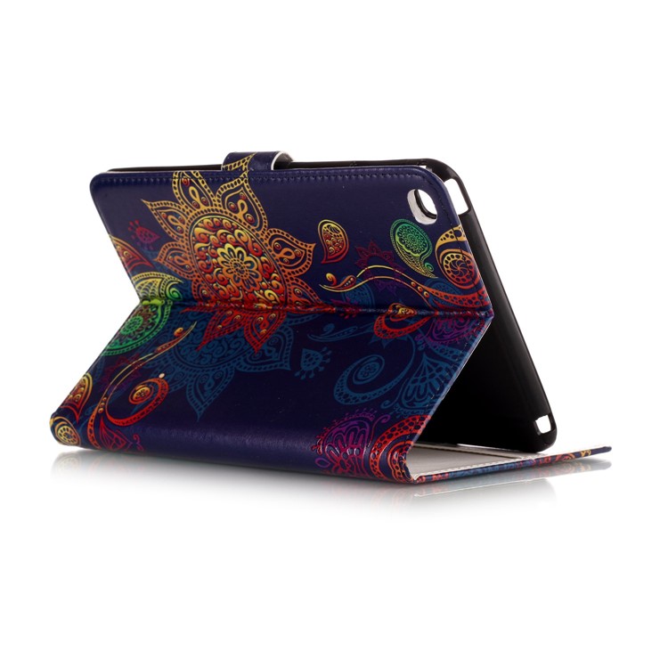 Folio Pattern Printing Embossed Leather Protective Tablet Case for iPad mini 4 - Mandala-4