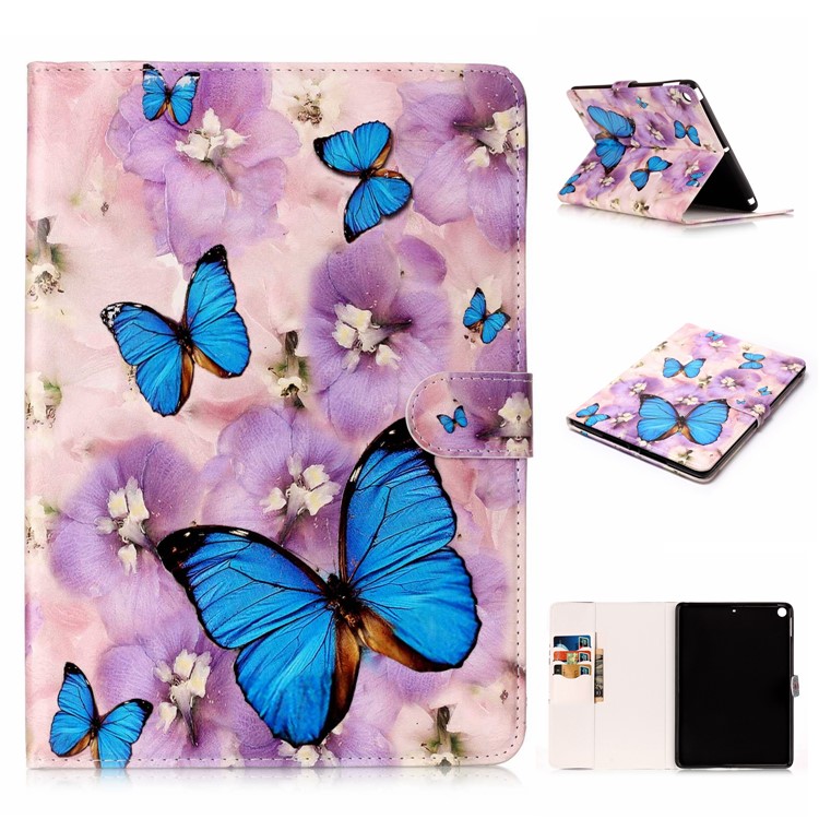 Pattern Printing Embossed Leather Protective Shell for iPad 9.7 (2018) / 9.7 (2017) - Butterfly-1