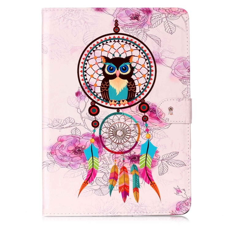 Pattern Printing Embossed Leather Protective Tablet Case for iPad 9.7 (2018) / 9.7 (2017) - Owl on Dream Catcher-2