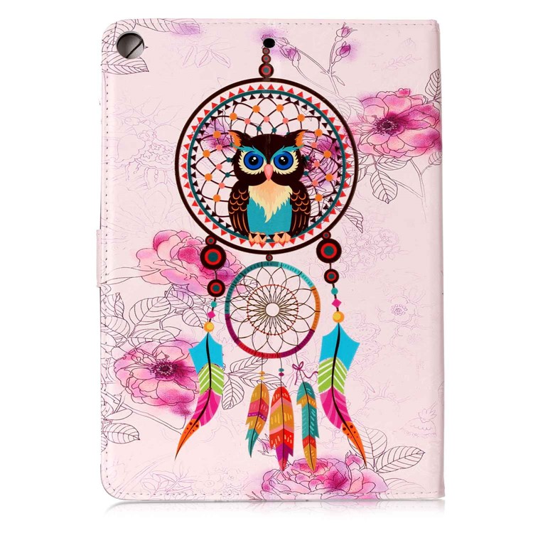 Pattern Printing Embossed Leather Protective Tablet Case for iPad 9.7 (2018) / 9.7 (2017) - Owl on Dream Catcher-3