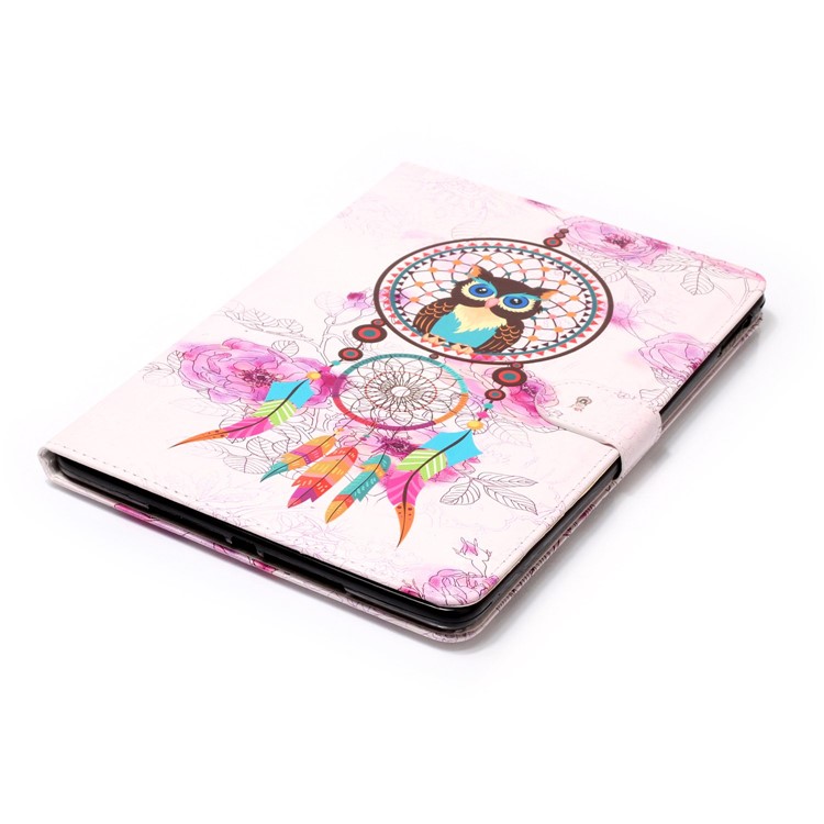 Pattern Printing Embossed Leather Protective Tablet Case for iPad 9.7 (2018) / 9.7 (2017) - Owl on Dream Catcher-5