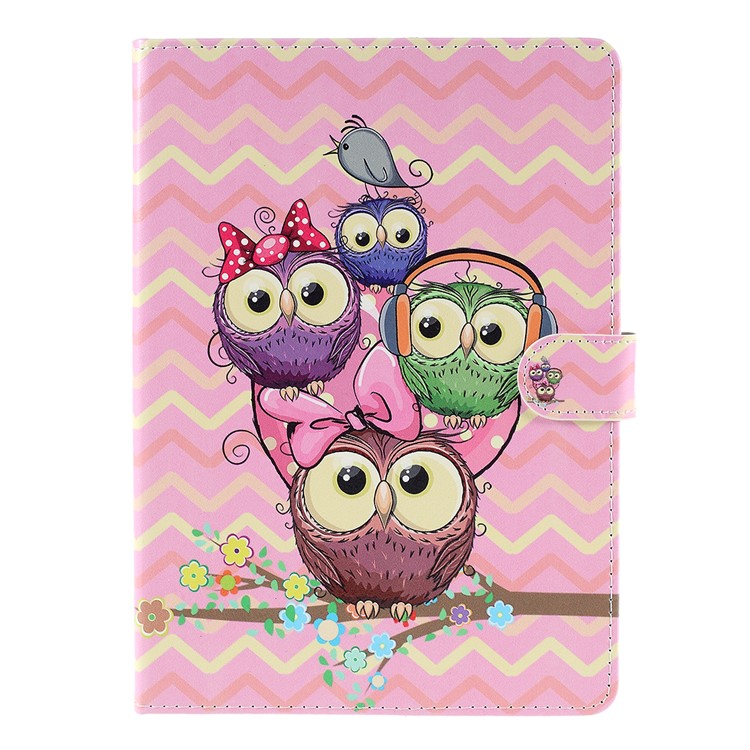 Pattern Printing Embossed Flip Leather Protective Cover for iPad 9.7 (2018) / 9.7 (2017) - Lovely Owls-1