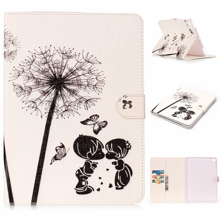 Pattern Printing Embossed Flip Leather Protective Casing for iPad 9.7 (2018) / 9.7 (2017) - Boy and Girl-1