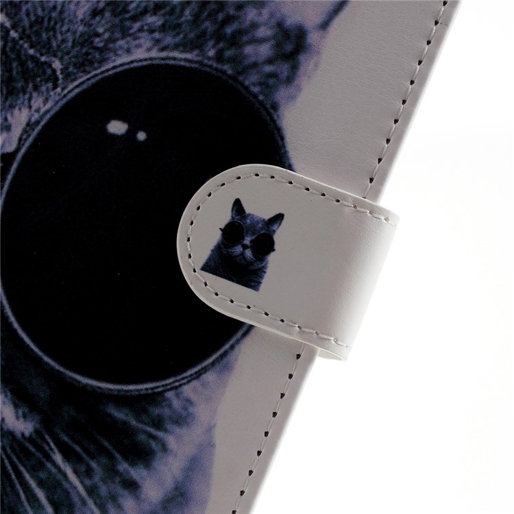 Pattern Printing Embossed Leather Protective Case with Stand for iPad 9.7 (2018) / 9.7 (2017) - Cat Wearing Glasses-5
