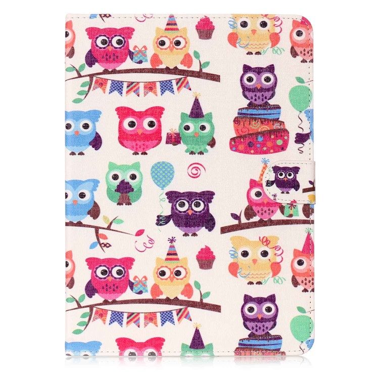 Pattern Printing Embossed Leather Protective Shell with Stand for iPad 9.7 (2018) / 9.7 (2017) - A Group of Owls-2