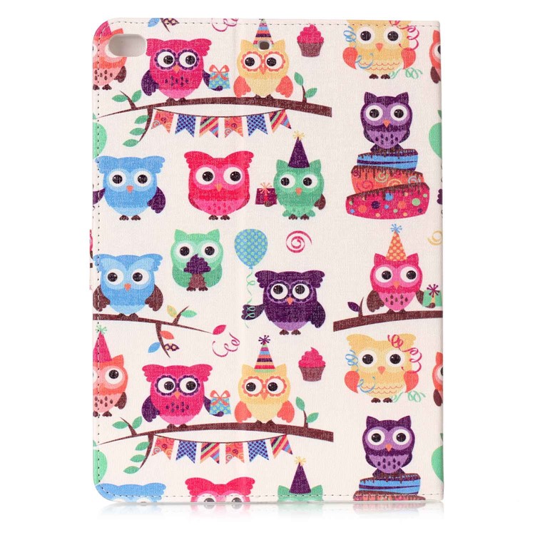 Pattern Printing Embossed Leather Protective Shell with Stand for iPad 9.7 (2018) / 9.7 (2017) - A Group of Owls-3