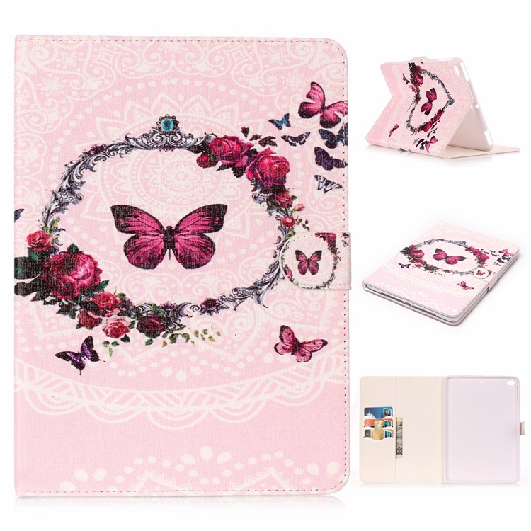 Pattern Printing Embossed Leather Protective Casing with Stand for iPad 9.7 (2018) / 9.7 (2017) - Flower Ring-1