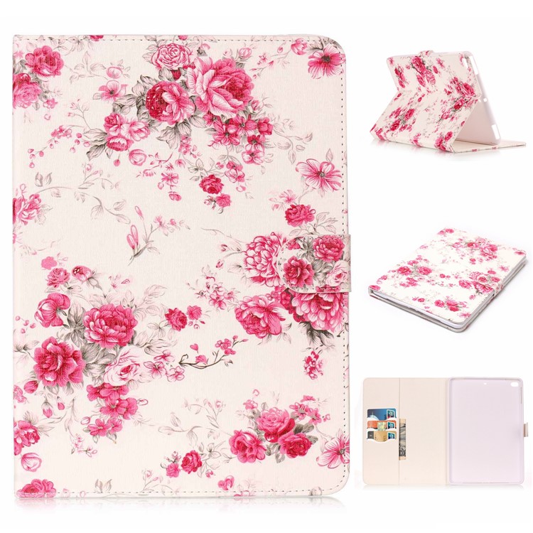 Pattern Printing Embossed Magnetic Leather Protective Shell for iPad 9.7 (2018) / 9.7 (2017) - Flower Sea-1