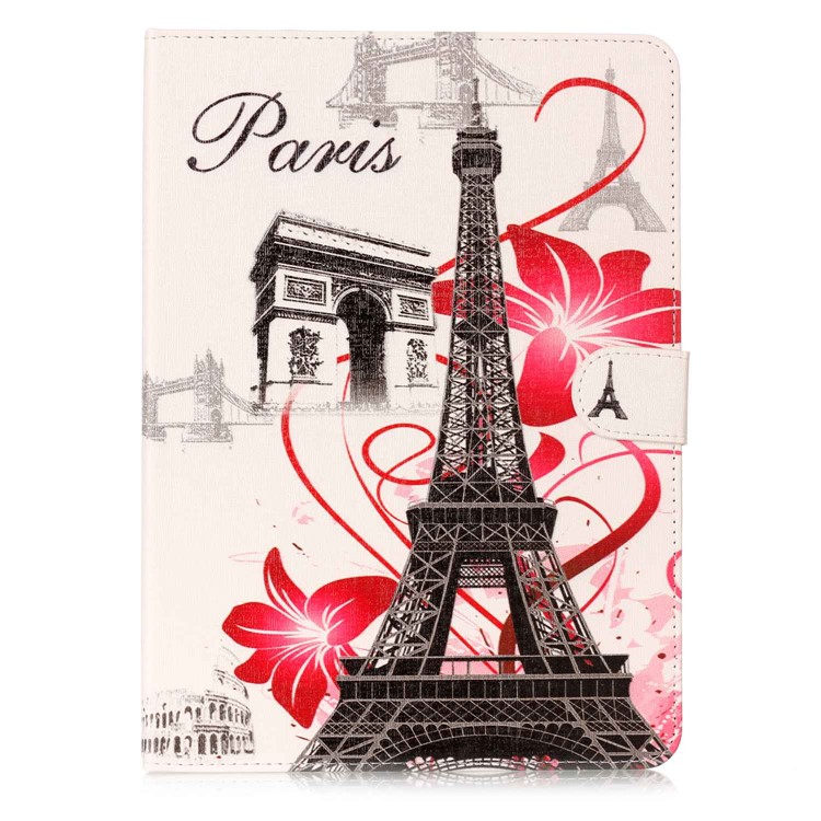 Pattern Printing Embossed PU Leather Protective Case with Stand for iPad 9.7 (2018) / 9.7 (2017) - Paris Eiffel Tower-2