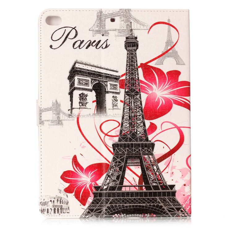 Pattern Printing Embossed PU Leather Protective Case with Stand for iPad 9.7 (2018) / 9.7 (2017) - Paris Eiffel Tower-3