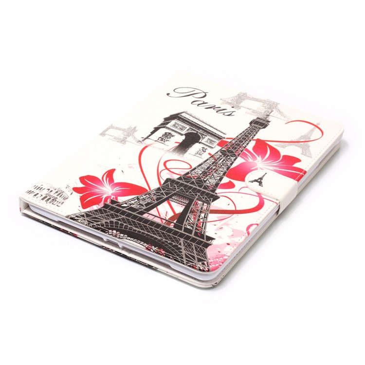 Pattern Printing Embossed PU Leather Protective Case with Stand for iPad 9.7 (2018) / 9.7 (2017) - Paris Eiffel Tower-5