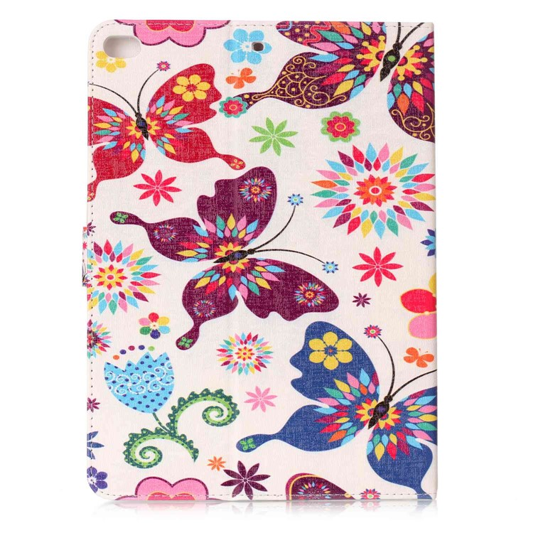 Pattern Printing Embossed Flip Leather Protective Tablet Case for iPad 9.7 (2018) / 9.7 (2017) - Colorful Butterflies and Flower-3