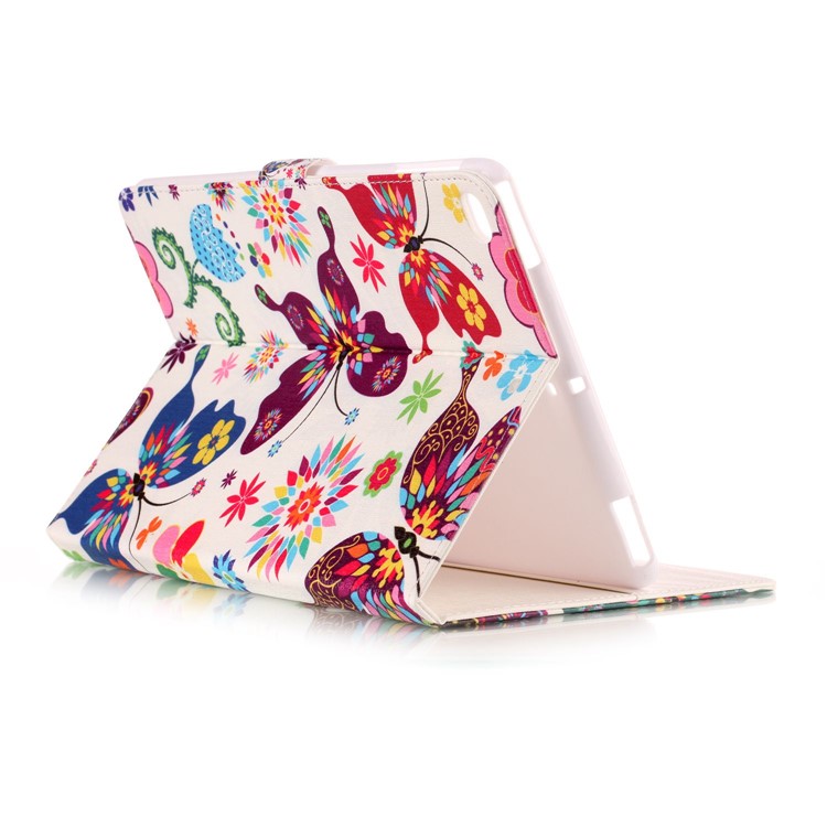 Pattern Printing Embossed Flip Leather Protective Tablet Case for iPad 9.7 (2018) / 9.7 (2017) - Colorful Butterflies and Flower-4