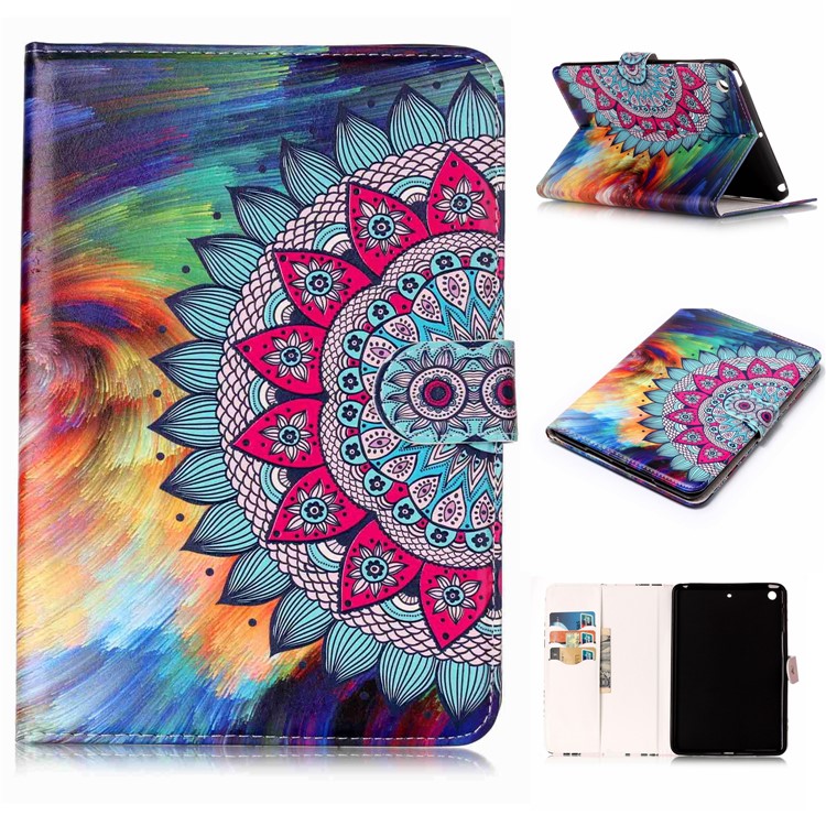 Pattern Printing Embossed Leather Protective Cover for iPad mini 1 / 2 / 3 - Flower-1