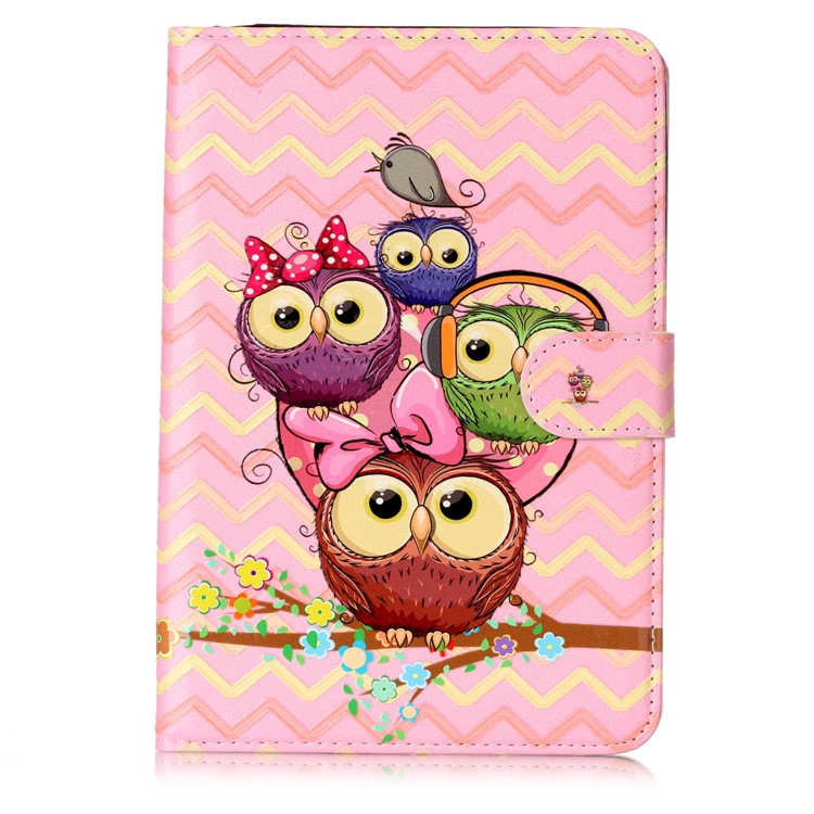 Pattern Printing Embossed Magnetic Leather Protective Case for iPad mini 1 / 2 / 3 - Cute Owls-2