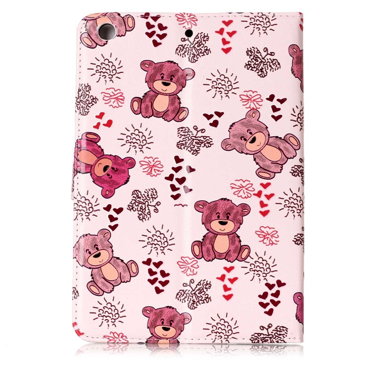 Pattern Printing Embossed Leather Protective Case with Stand for iPad mini 1 / 2 / 3 - Bear-3