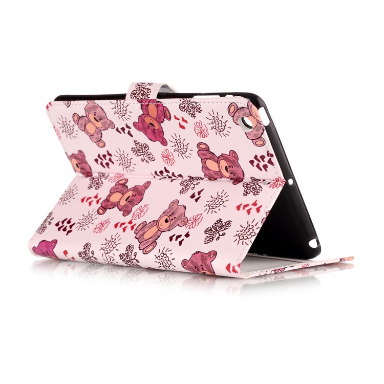 Pattern Printing Embossed Leather Protective Case with Stand for iPad mini 1 / 2 / 3 - Bear-4