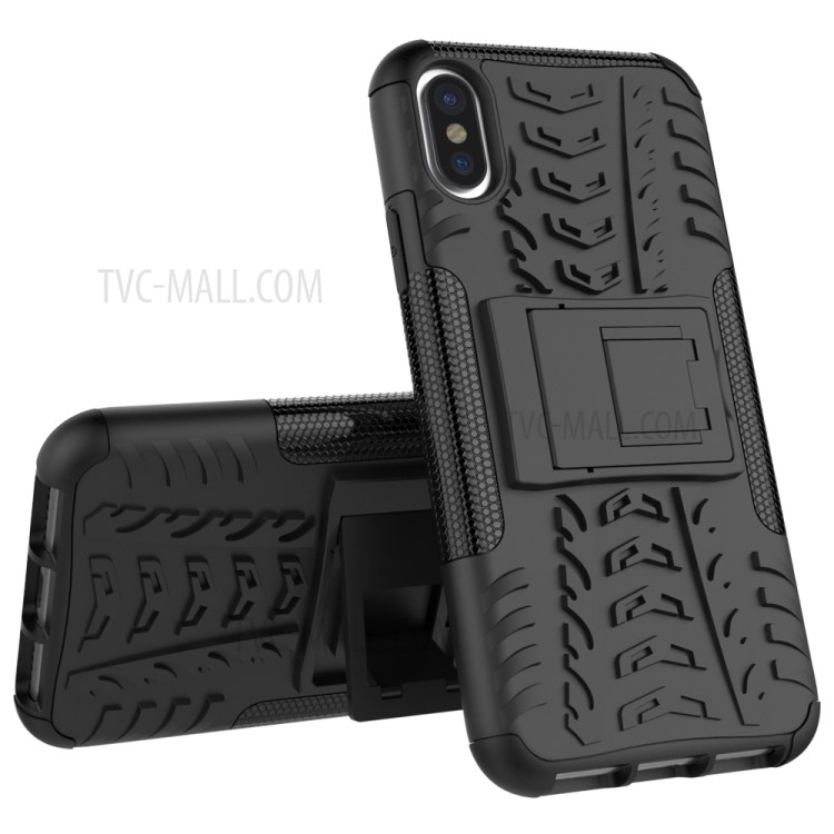 2-in-1 Tyre Pattern Kickstand PC + TPU Hybrid Phone Casing Cover for iPhone 8 - Black-10